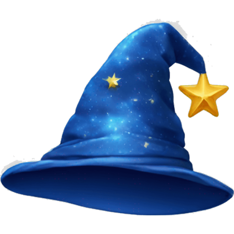 blue wizard hat with star and moon pattern emoji