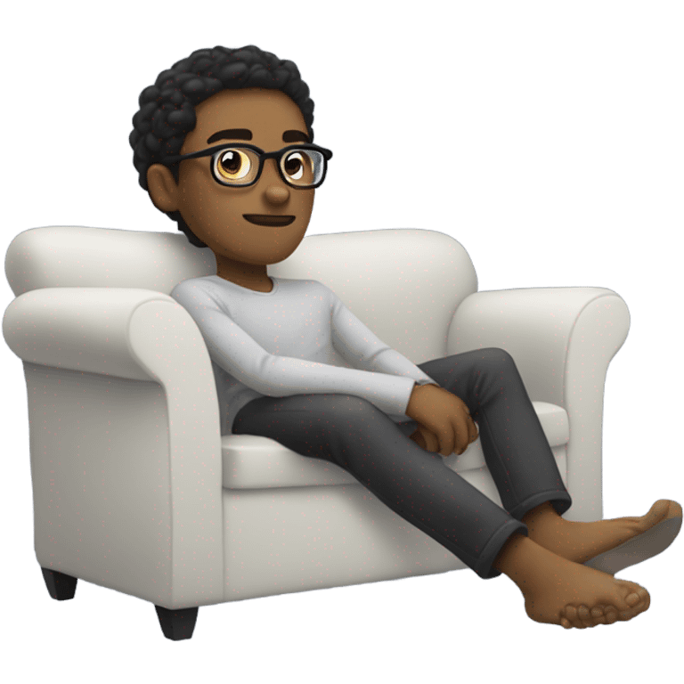 young guy in glasses lounging on couch reclined  emoji