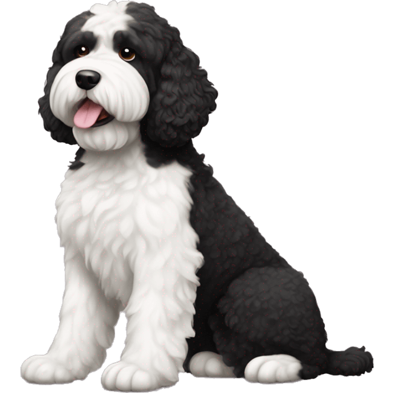 Portuguese water dog with white chin and chest emoji