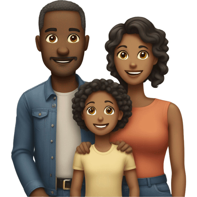 a loving black family black dad, light skinned mom, 1 son, 1 daughter emoji