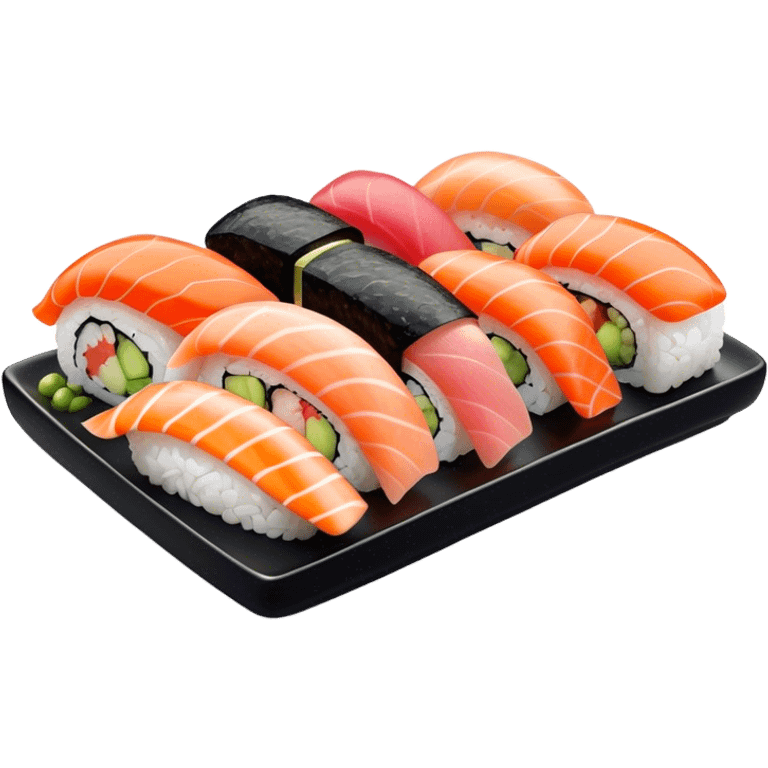 Sushi Cinematic Realistic Sushi Dish Emoji, depicted as one or two artfully arranged pieces of fresh sushi, rendered with delicate textures and subtle, natural lighting that highlights its refined simplicity. emoji