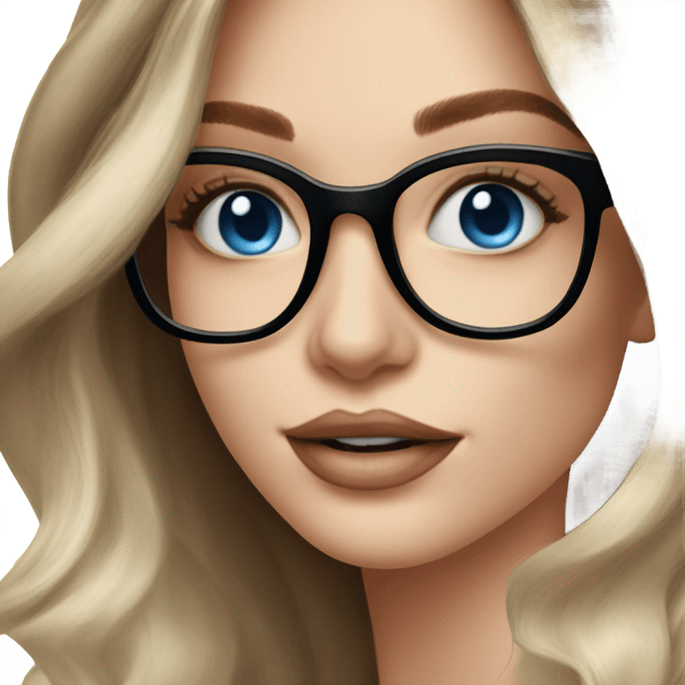 Shoulder length Balayage pale model lady with glasses and blue eyes happy  emoji