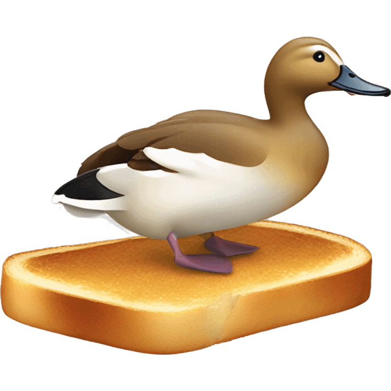 Duck flying on a piece of toast emoji