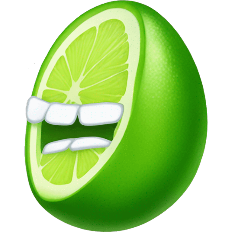 Green juicy lips with a lime in the mouth emoji