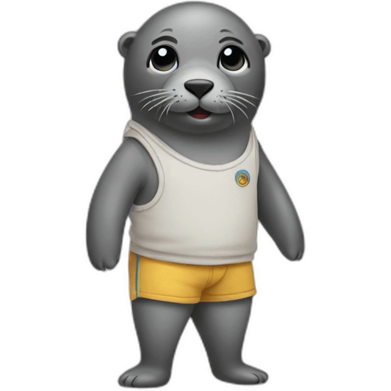 A seal wearing shorts emoji