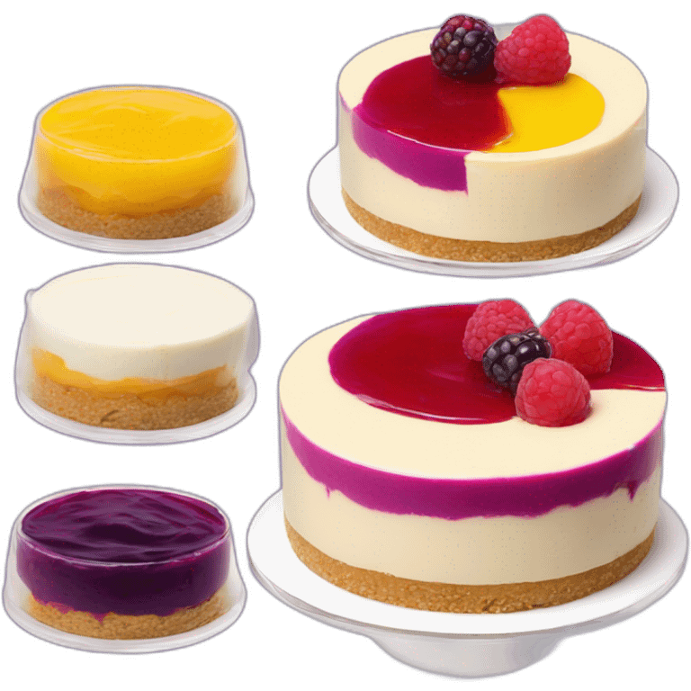 No bake cheesecake with 3 colored jams red purple and yellow  emoji