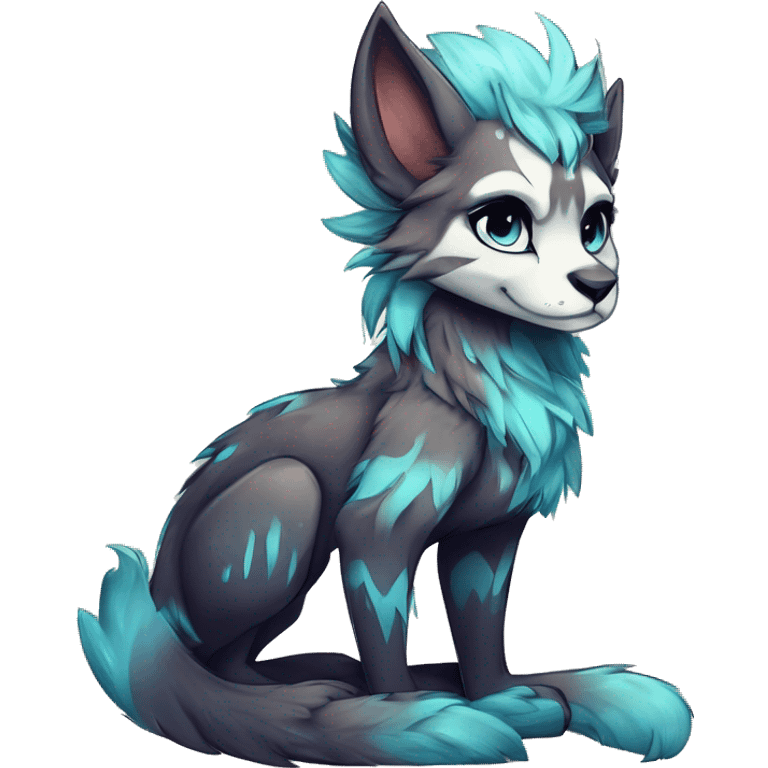 Cool cute Kawaii edgy fantasy shiny animal  fursona Fionbri vernid by griffsnuff & LiLaiRa & Falvie full body emoji