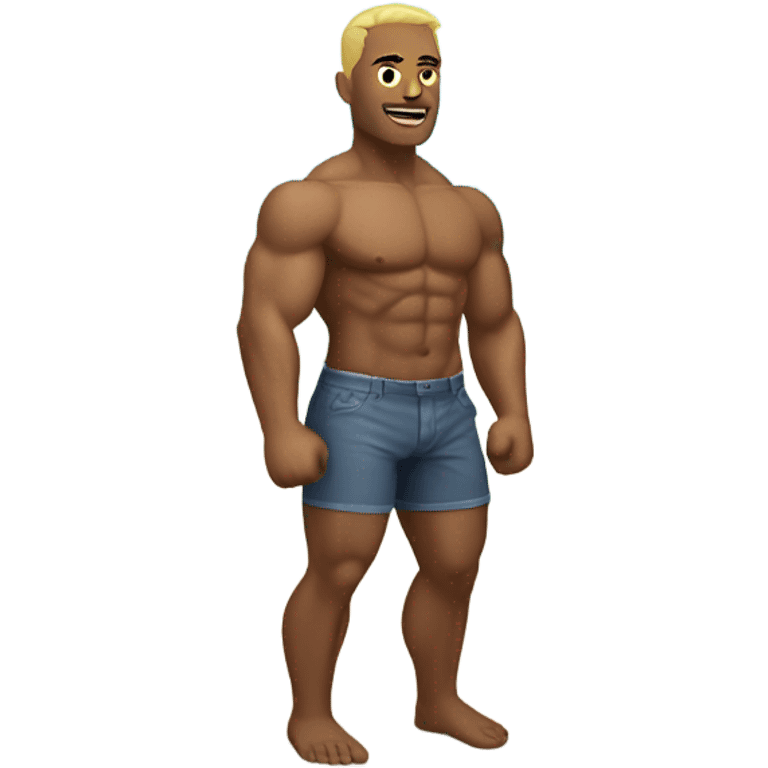 Man with muscles at the beach emoji