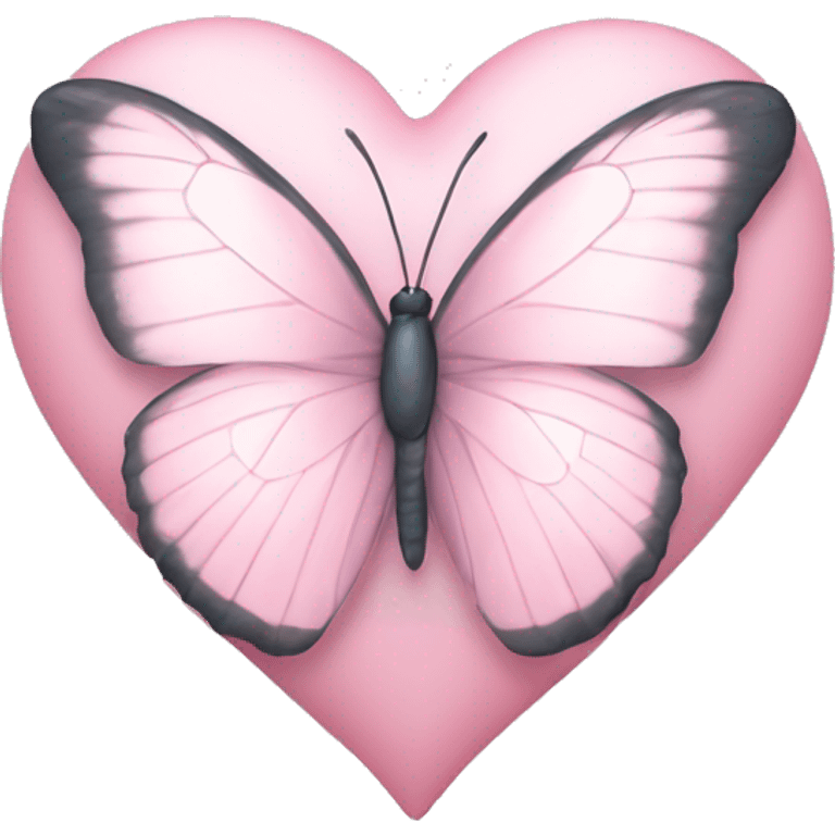 Pastell pink Heart with white Butterfly  emoji