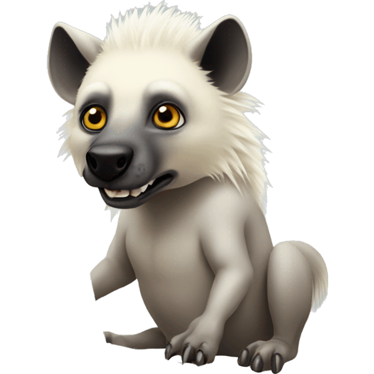 albino hyena sitting on computer emoji