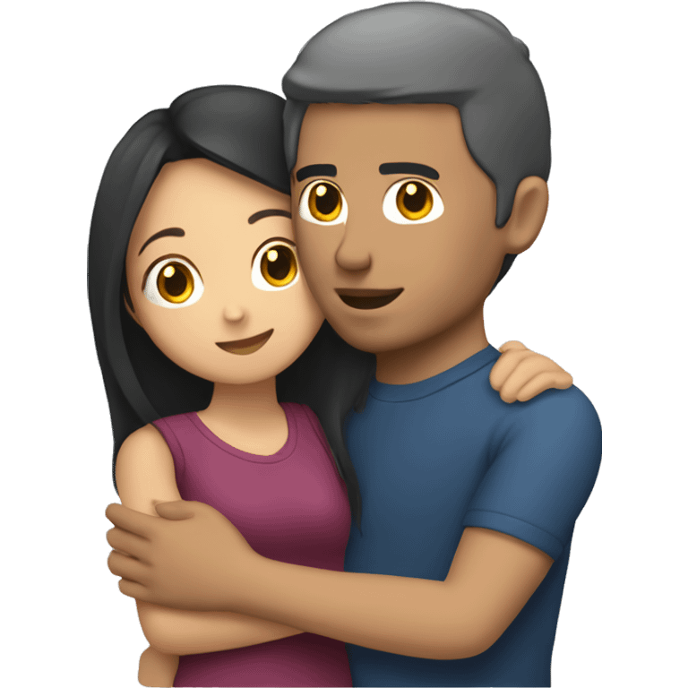 asian girl hugging lebanese man  emoji