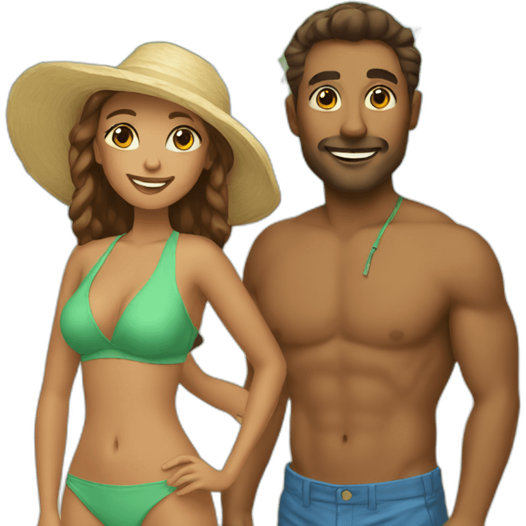 beach vacation couple emoji