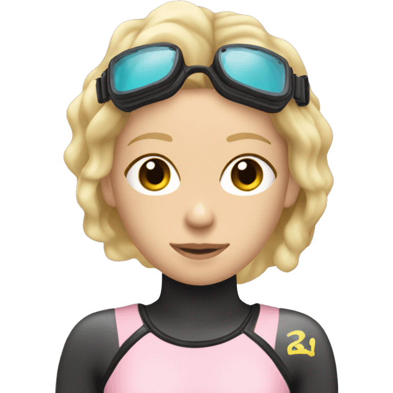 Scuba diver girl blonde hair mask tank pale pink wetsuit and fins emoji