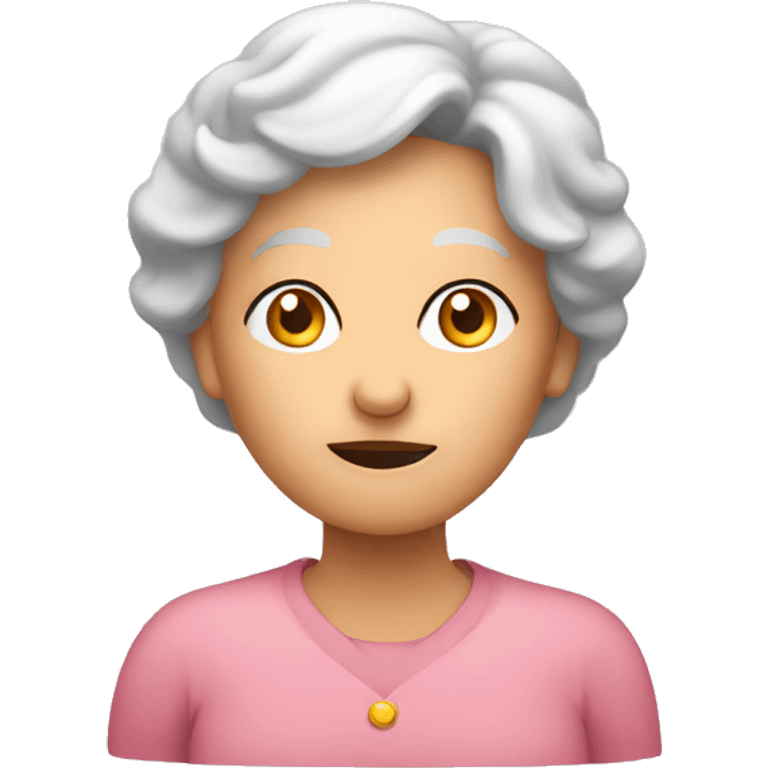 an older woman  is thinking with question mark above her head  emoji