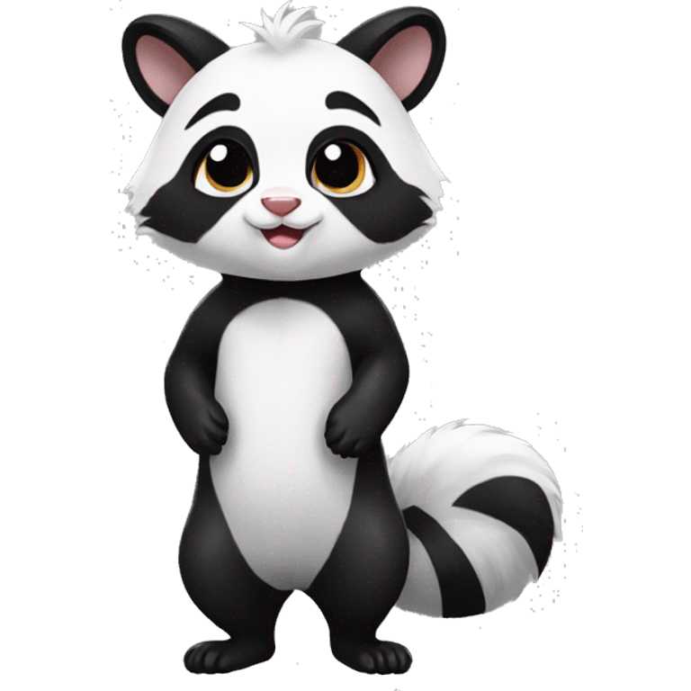 Cute skunk-panda-raccoon-ferret-cat-hybrid full body emoji