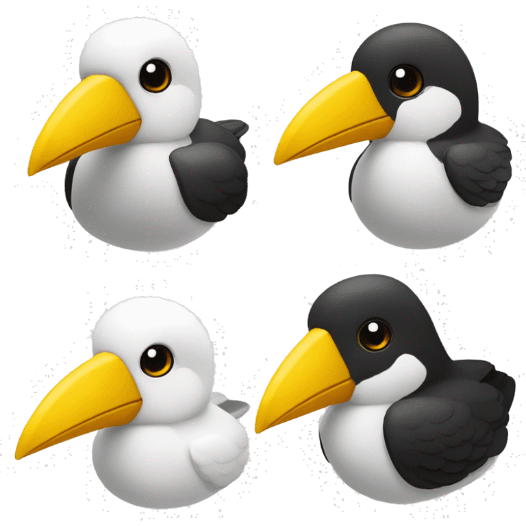 oiseaux noir et blanc bec jaune emoji