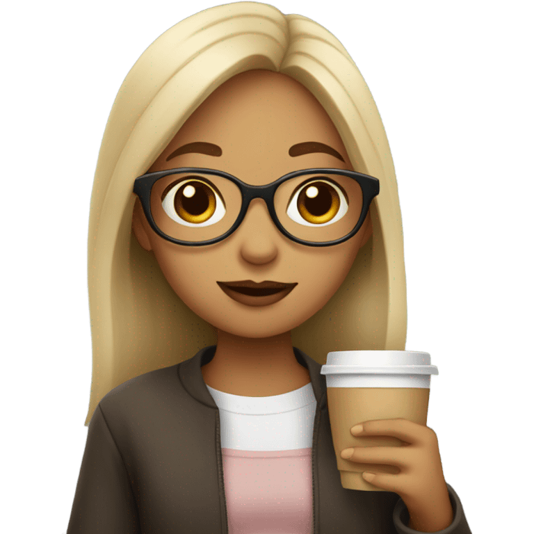 Girl with glasses drinking coffee  emoji