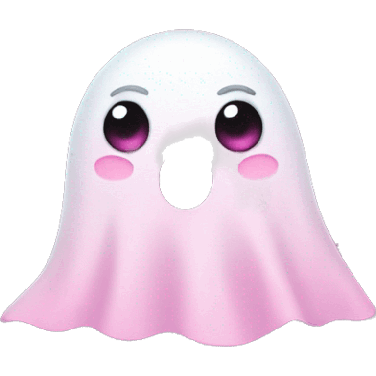 Ghost, many floating pink hearts, she wears a bow on her head emoji