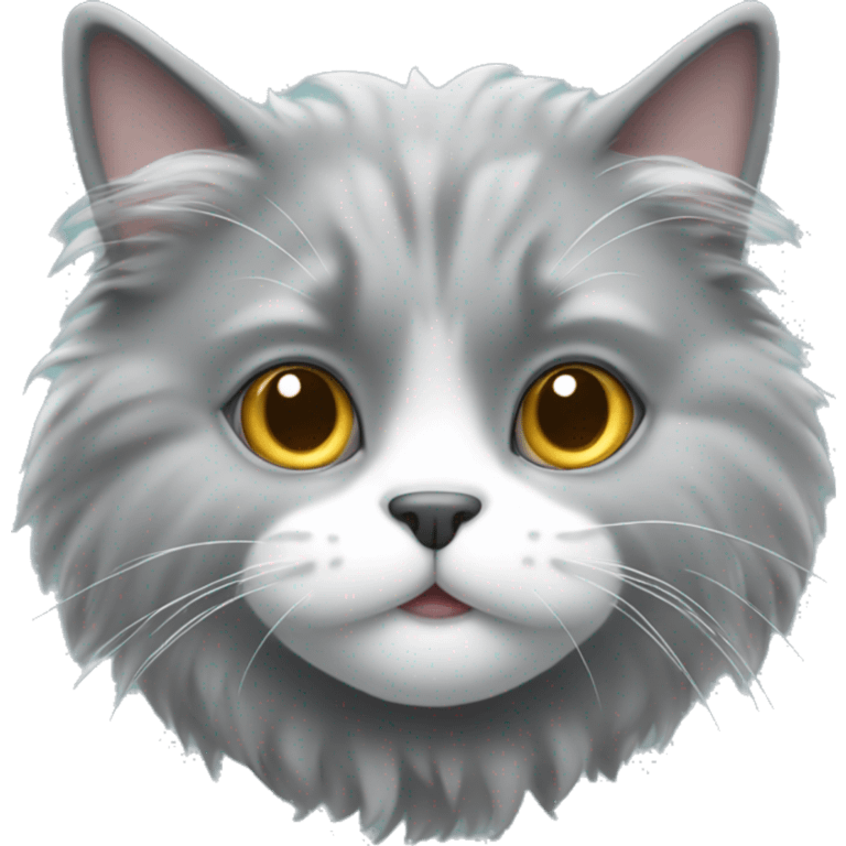 fluffy gray cat with a white muzzle emoji