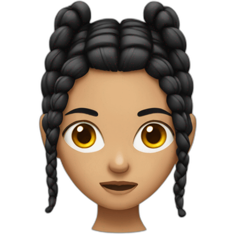 Girl with two black braids and angry face emoji