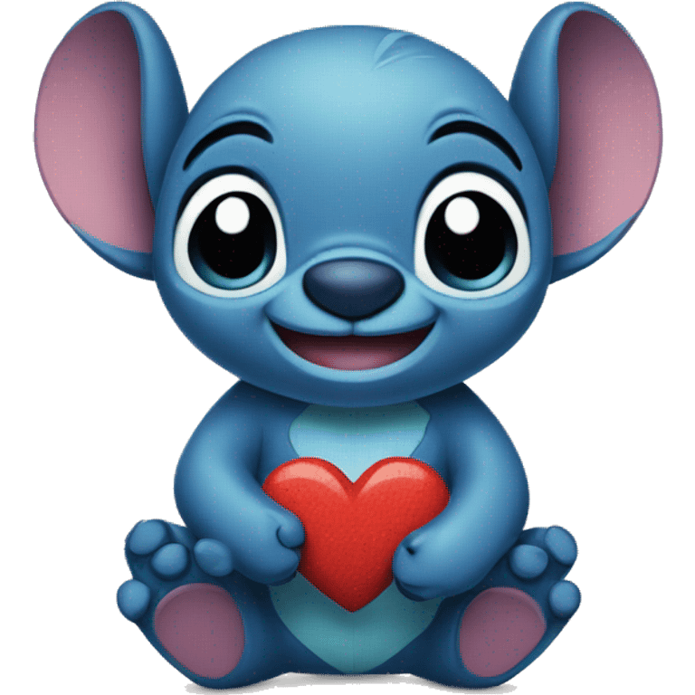 mini Stitch holding a heart emoji