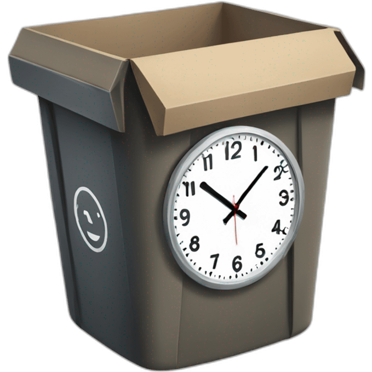 clock in a trash box emoji