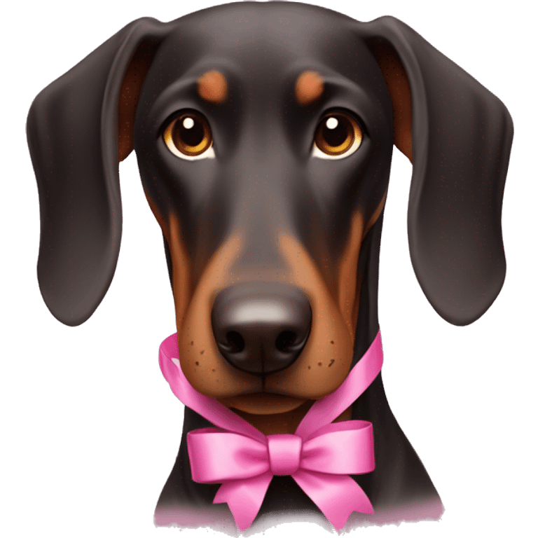 Doberman with a pink ribbon  emoji