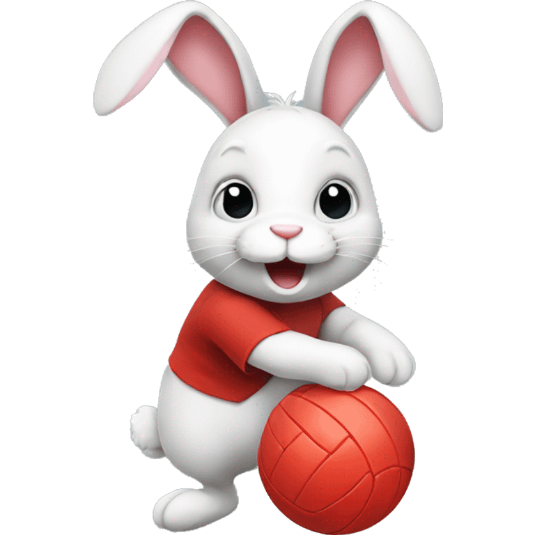 Bunny with a red volleyball emoji