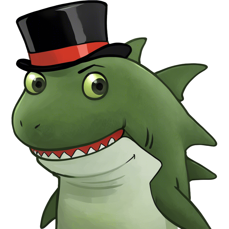 Shark with a top hat emoji