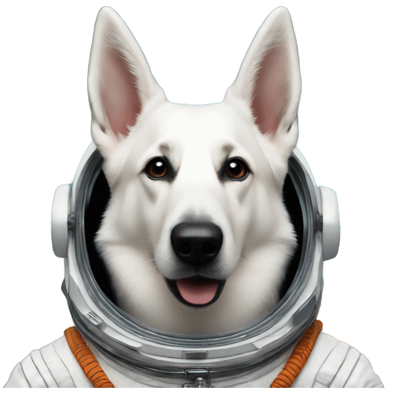 White German Shepherd in a space suit emoji