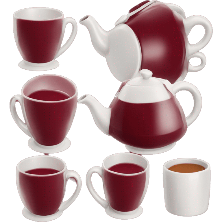 burgundy teapot and mugs emoji