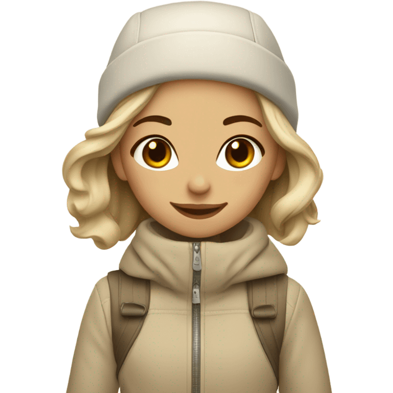 stylish girl on a beige color skis emoji