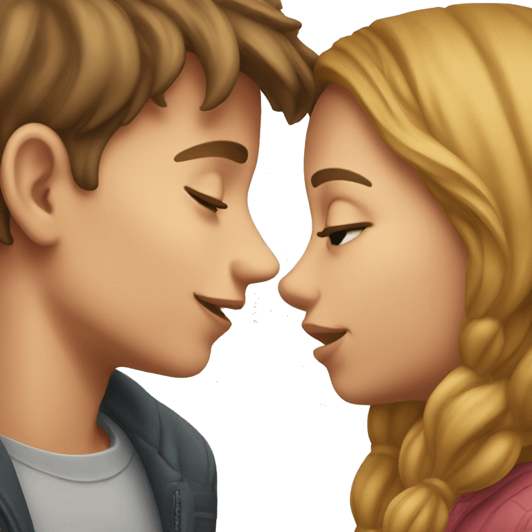 boy forehead kiss on girl emoji