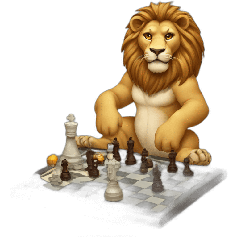 Lion playing chess in Hong Kong emoji