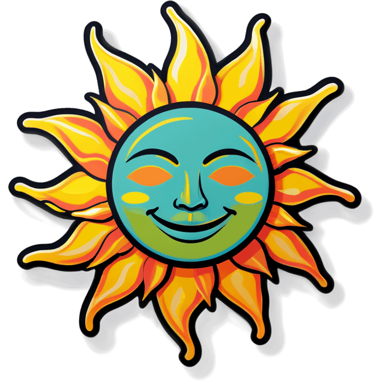 Pop art sun emoji