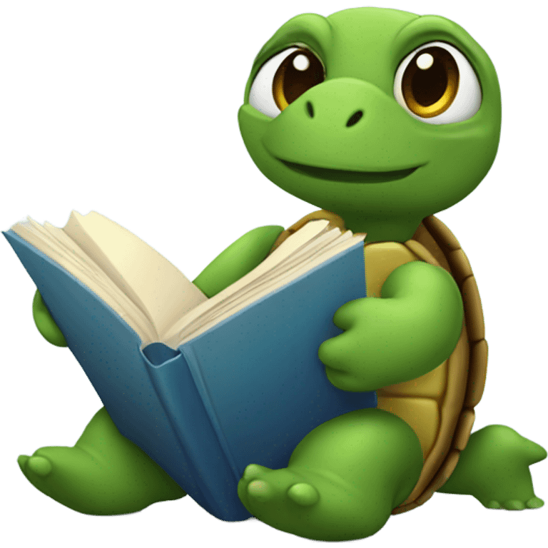 A turtle reading  emoji