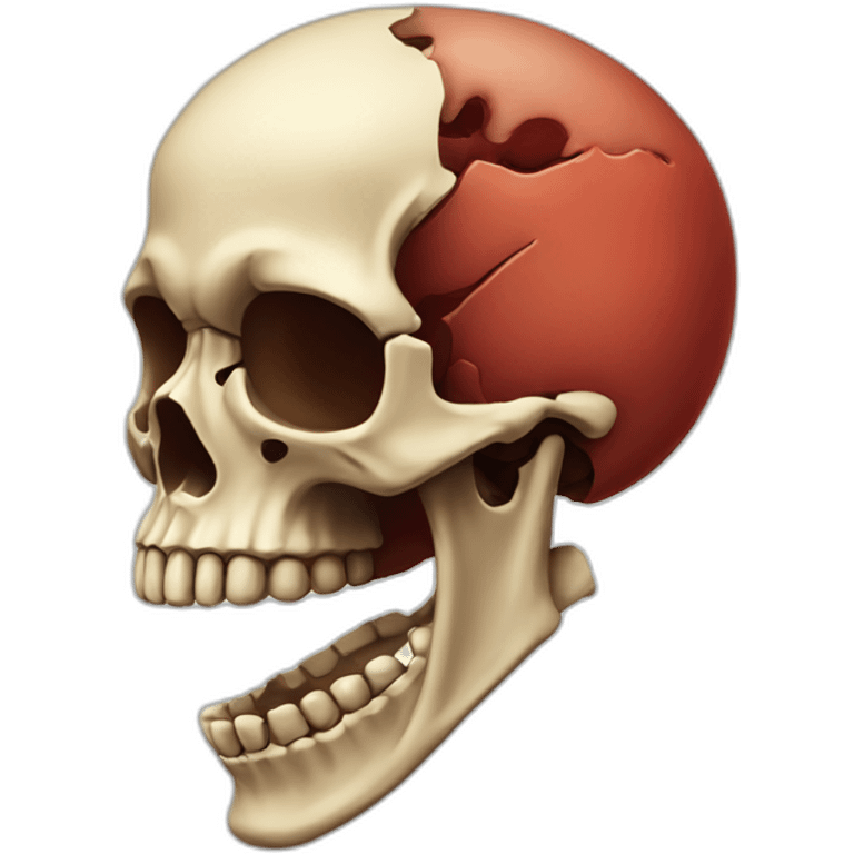 A reddish skeleton He opened his mouth  emoji