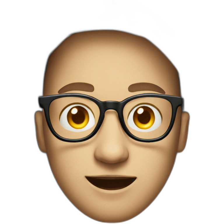 a man in a white hoodie with glasses and egg-shaped face with open mouth emoji