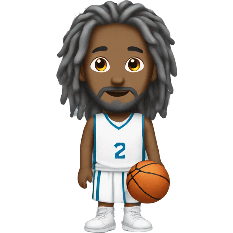 Jesus playing basketball with gray dreadlock hair emoji