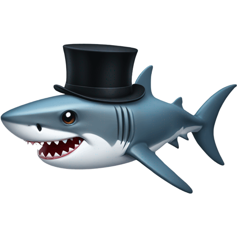 Shark with a top hat emoji