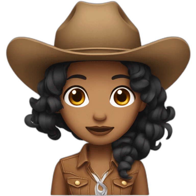 cowgirl straight black hair emoji