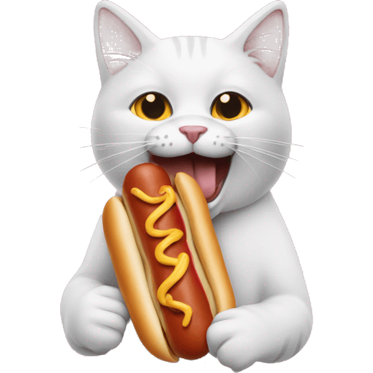 Cat eating a hotdog emoji