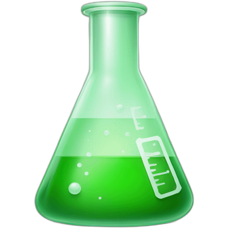 green laboratory flask, cubism, rough edges emoji