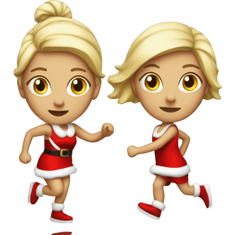 woman blonde running santa suit emoji