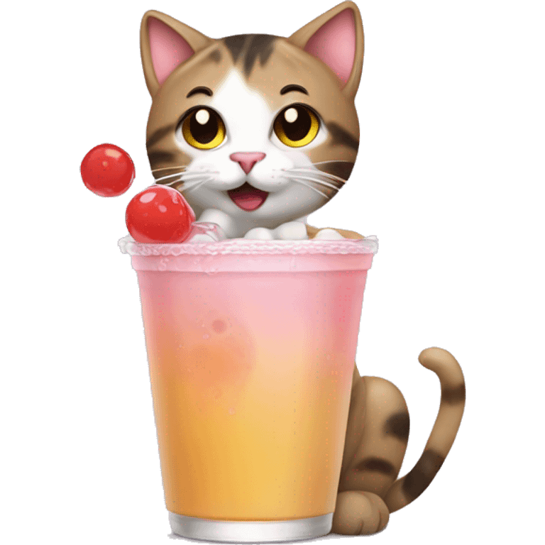 cat drinking boba emoji