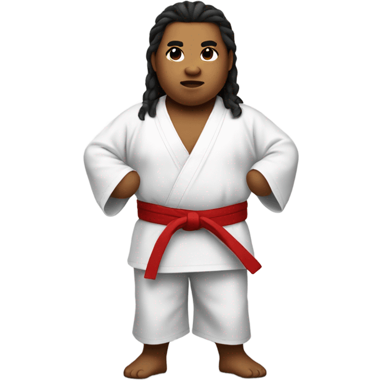 Fat boy with long hair in a karate gee emoji