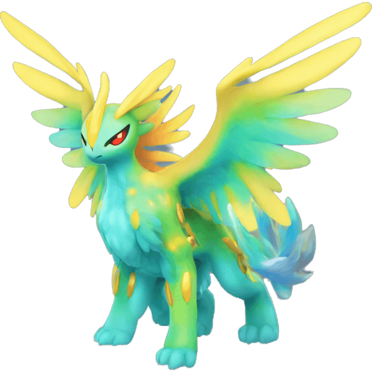 Celestial Colorful Vibrant Colors Flying Advanced Fakémon-Legendary-Pokémon-Creature Full Body emoji