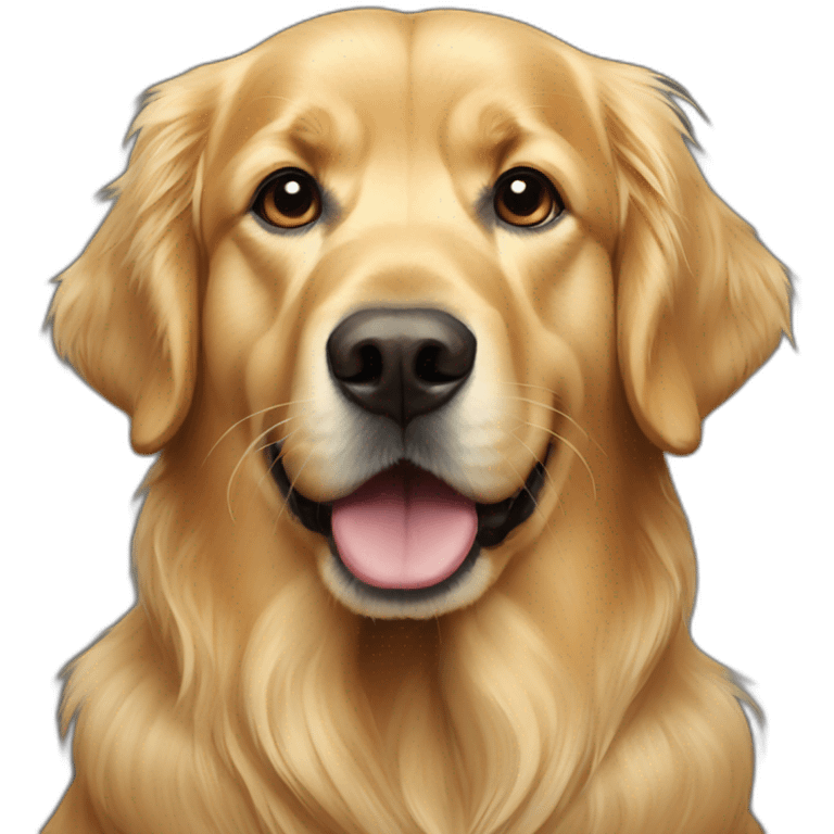 A golden retriever painting emoji