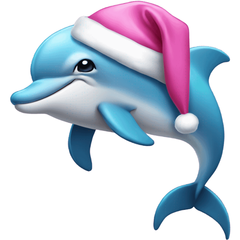 Dolphin wearing a pink dress and a Santa hat  emoji