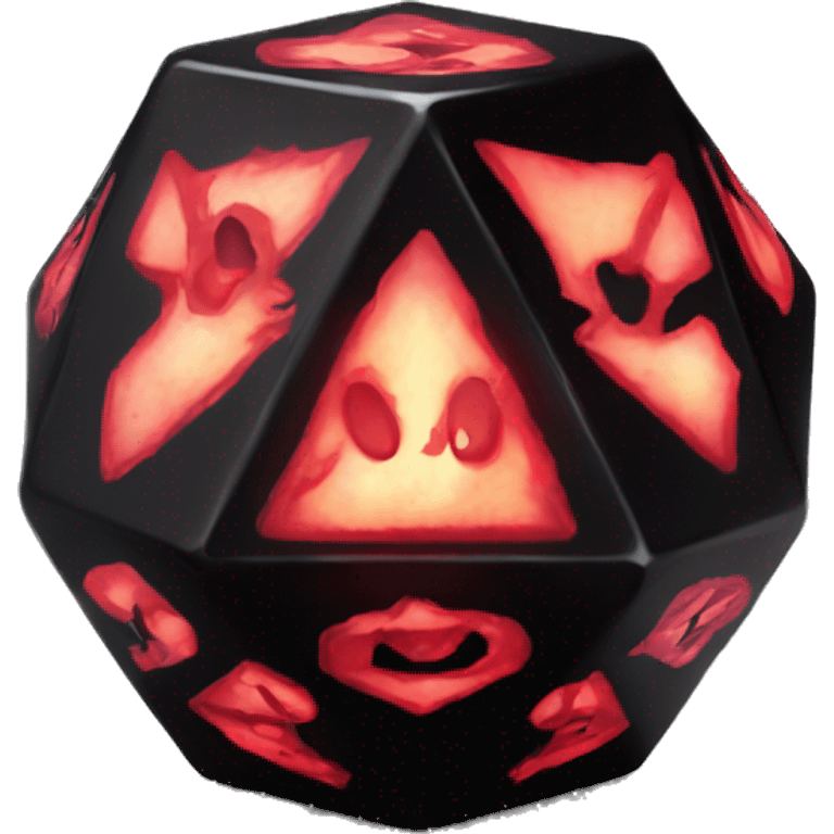 D20 dice black with red skull glowing emoji